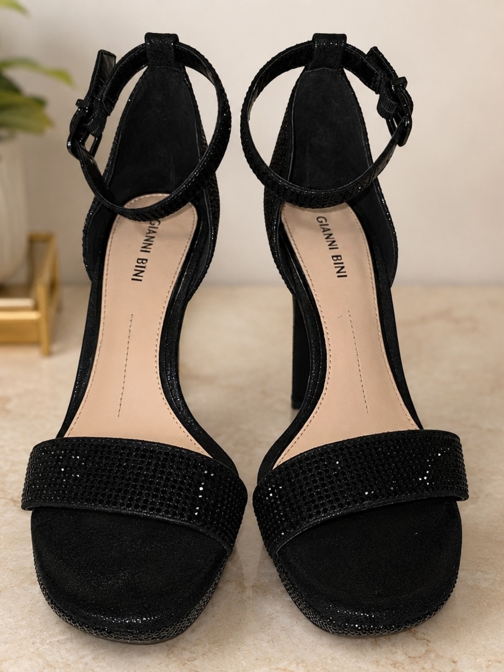 Gianni Bini Black Rhinestone Platform Heels Size 7.5 - Picture 10 of 10